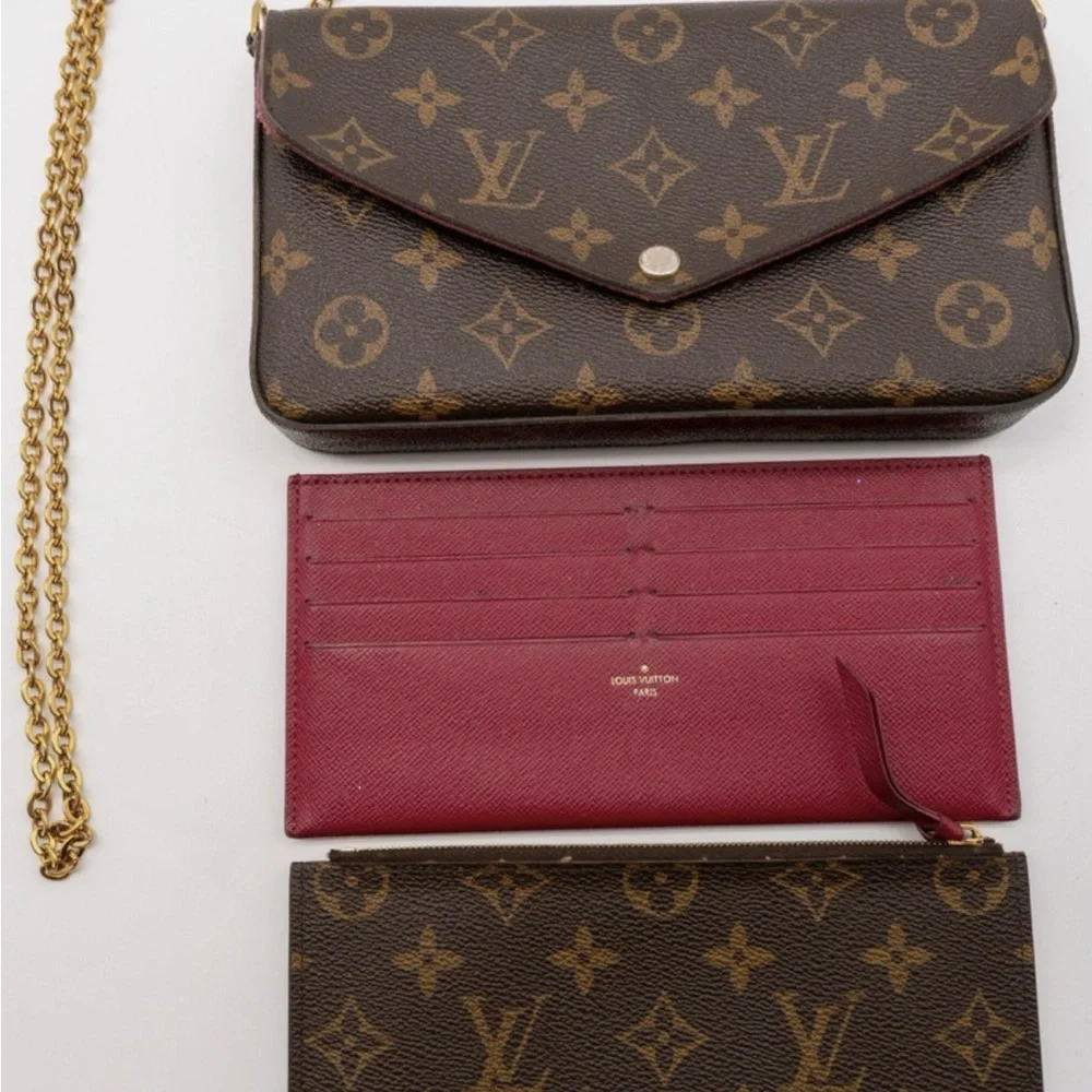 Louis Vuitton Brown and Red Monogram Wallet Set - Picture 1 of 9